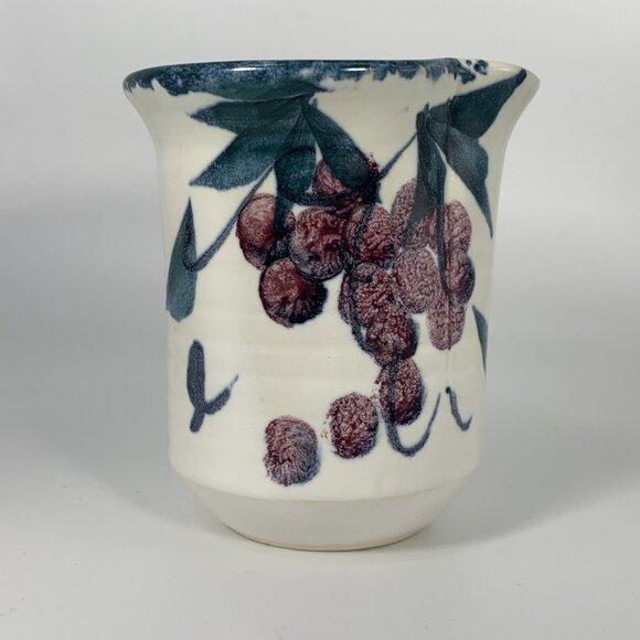 Nova Scotia Pottery Cream & Sugar Set Grape Design Studio Pottery Signed ‘Pentz’ - Picture 3 of 11